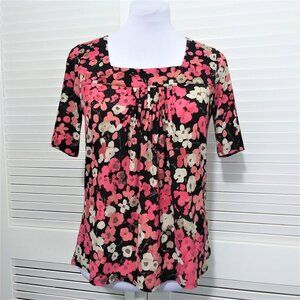 J.‎ Jill Top Floral Short Sleeve with Pleat Detail Womens Small